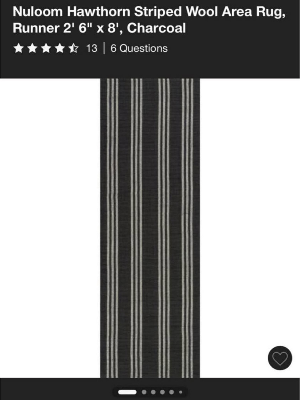 New wool 8 foot runner black